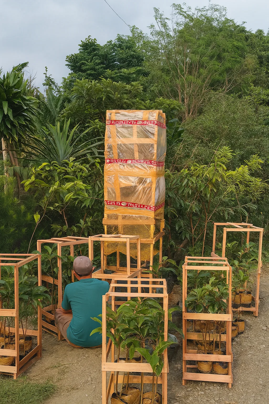 Proses packing kayu bibit Japo Nursery