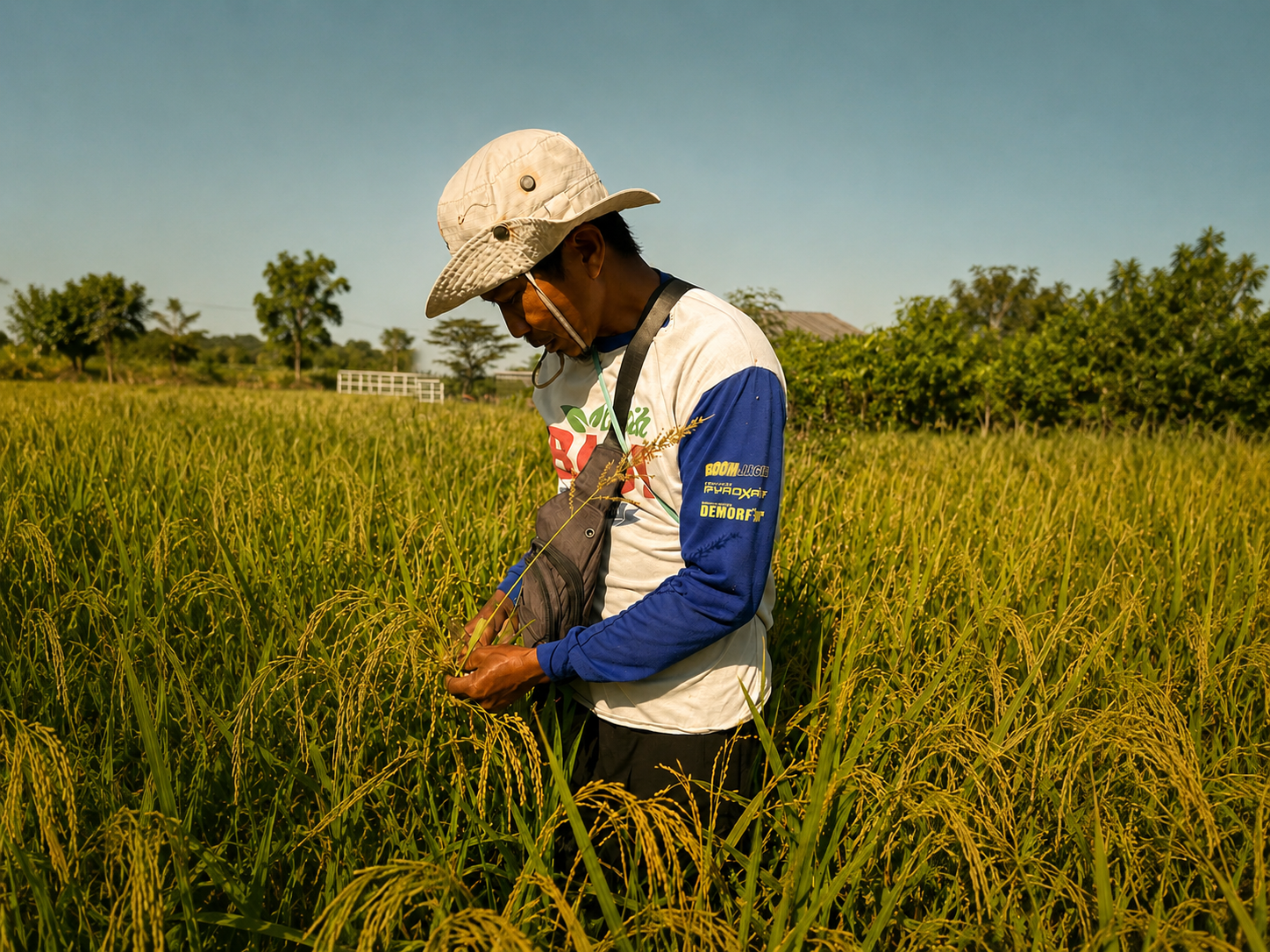 Petani Jawatan memeriksa padi di lahan